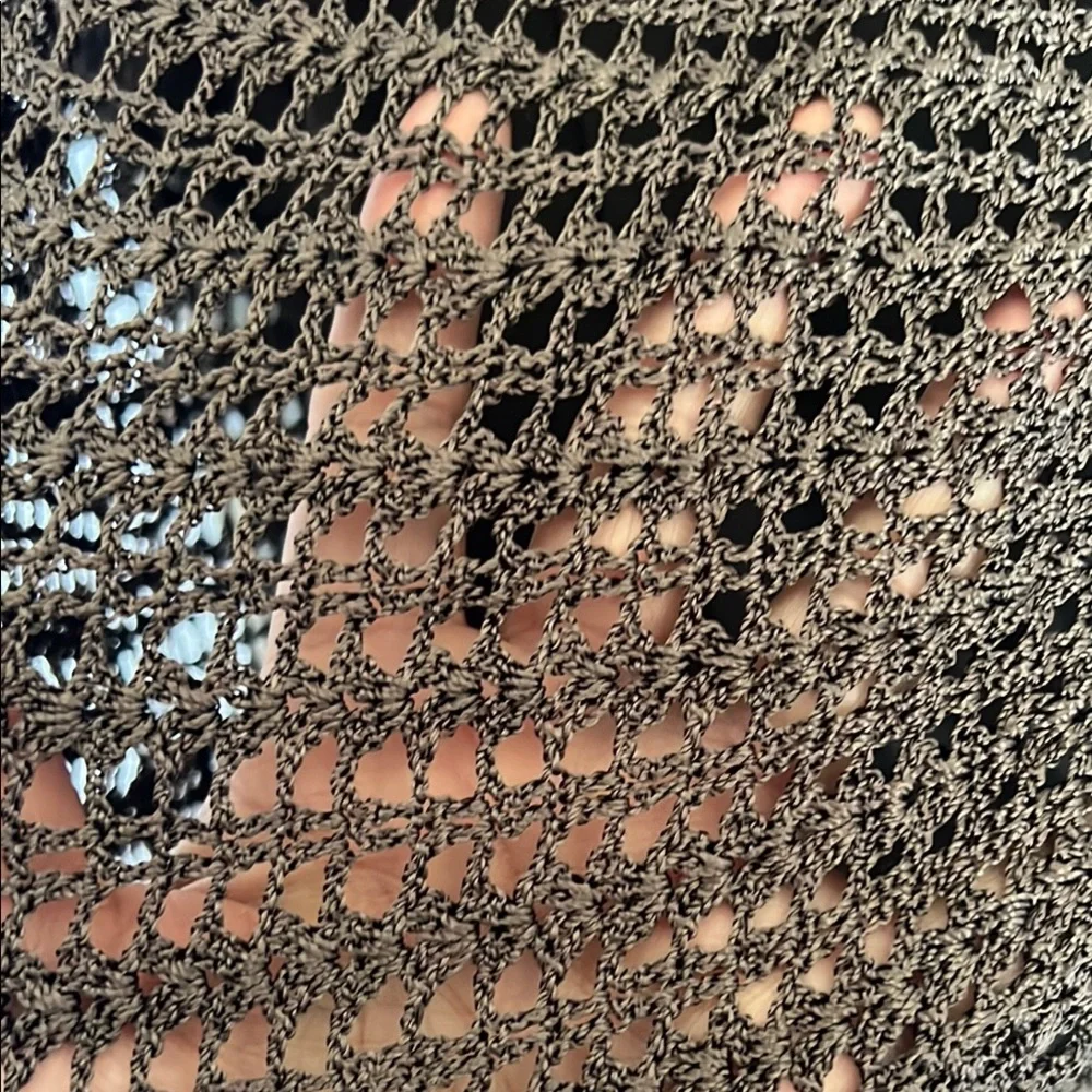 Talbots Hand Knit Crochet Brown Lined Top Minimalist Festival Concert Formal - Picture 5 of 9